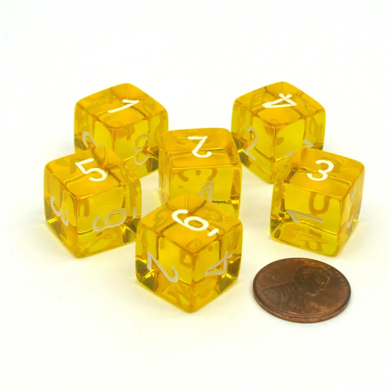 10Pcs/set 16MM Clearly 6-sided Digital Props Dice Number 1-6 Transparent D6 Dices game dice dice set