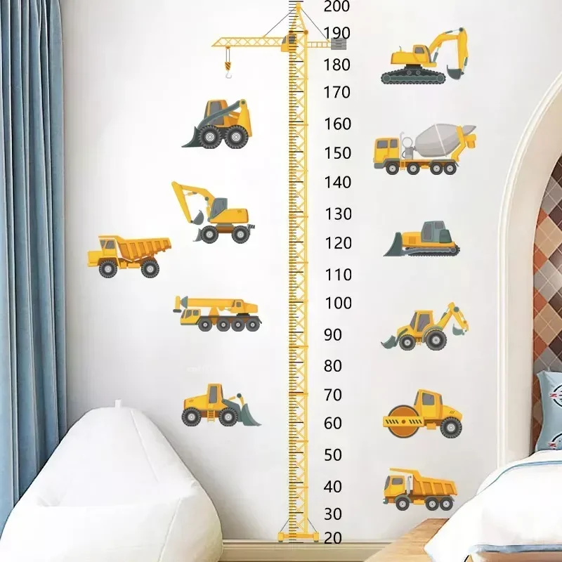 Height Stickers Construction Vehicle Tower Crane Kids Room Kindergarten Baby Measuring Height Ruler Wall Stickers Boys Gift wall stickers,vinyl decal stickers