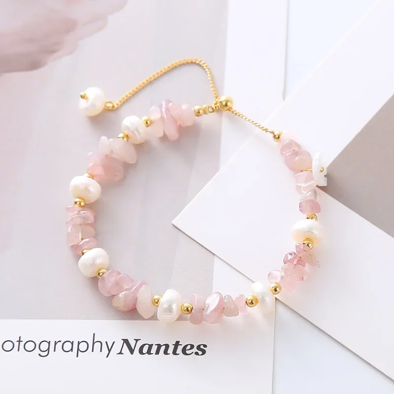 

Natural Stone Beads Bracelet Ins Korean Style with Cute Personality Design Casual Pearl Jewelry for Women Men Accessories