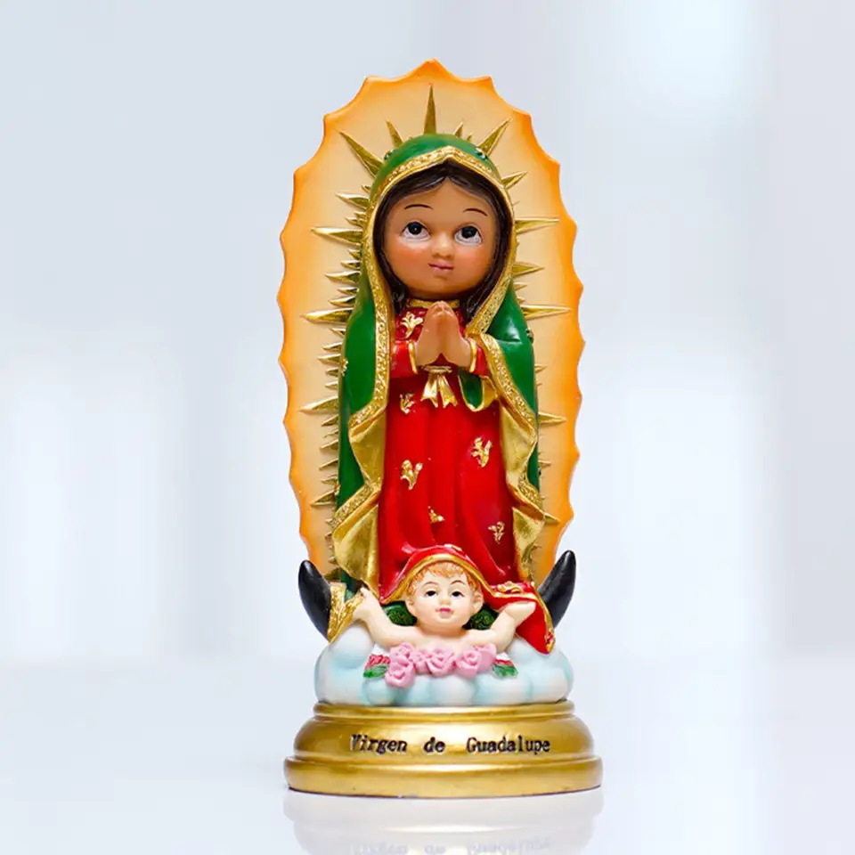 Estatua religiosa de Nuestra Señora de Guadalupe, escultura de la