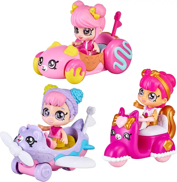 Kindi Kids Minis Donatina's Car Minis Lippy Lulu's Scooter Kids Minis Rainbow Kate's Airplane School Bus Doll Playsets Girls Toy 2