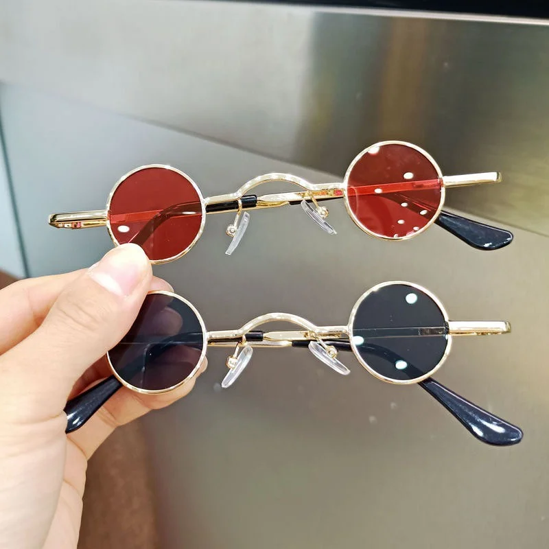 Korean Children Fashion Sunglasses 3-10 Years Old Boys Girls Small Frame Round Metal Eyeglasses Personality Street Shot Sun Glas