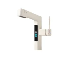 White intelligent digital display multi-function pull-out upflow basin counter basin hot and cold spout single hole faucet 2