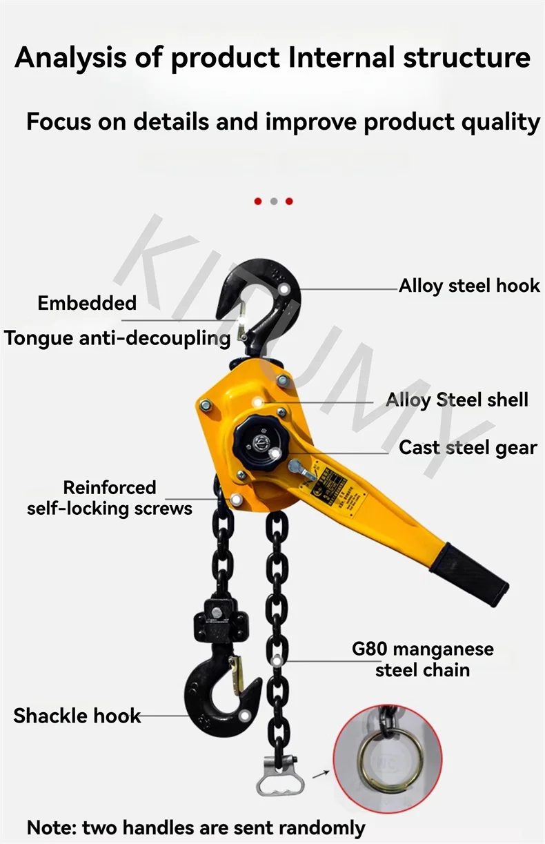 1 T Pulling Wrench Hoist Manual Lifting Chain Hoist Hand Chain Hook Portable Lever Block inverted Tightener