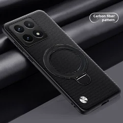 Carbon Fiber Magnetic Ring Stand Protective Case - Hard PU Back Cover - Motorola Edge 60 Stylus (Black)