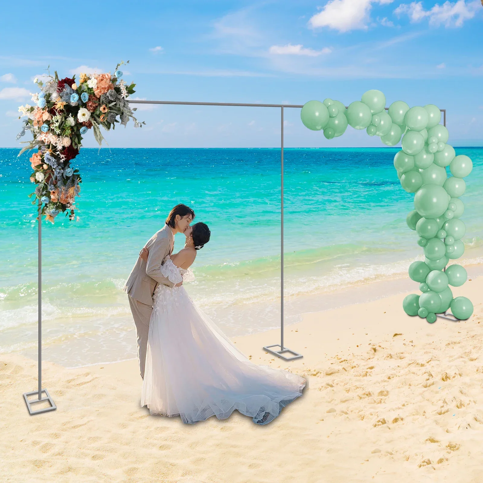 10x20ft Hintergrundständer, robust, quadratisch, für Hochzeiten, Metallbogenrahmen, Hochzeitsbogen, Party-Hintergrundständer, Rohr-Set, Vorhangrahmen – Detail 3