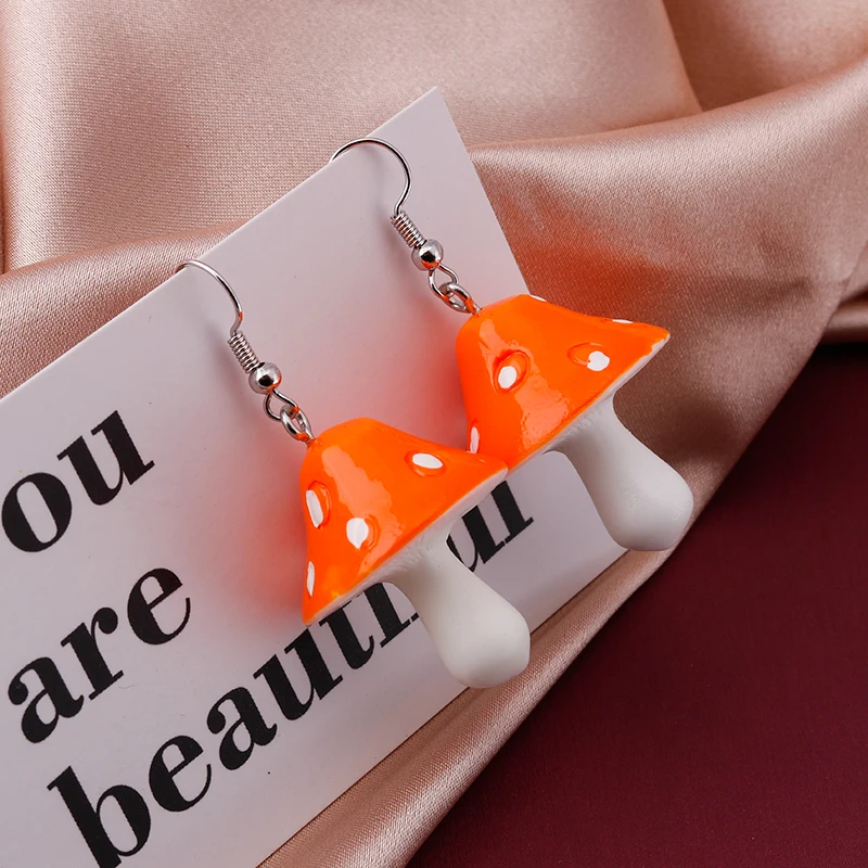Neue Acryl Pilz Lange Anhänger Ohrringe Bunte Tropfen Ohrringe für Mädchen Frauen Kinder Geburtstag Geschenk Schöne Schmuck Geschenke – Detail 4
