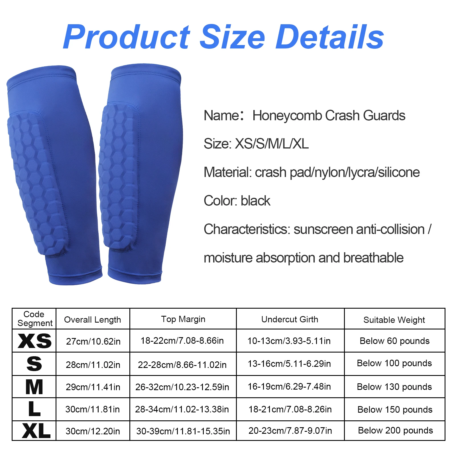 Soccer Shin Pads with Honeycomb Pads Football Shin Breathable Lightweight Calf Protective Gear For Soccer Football
