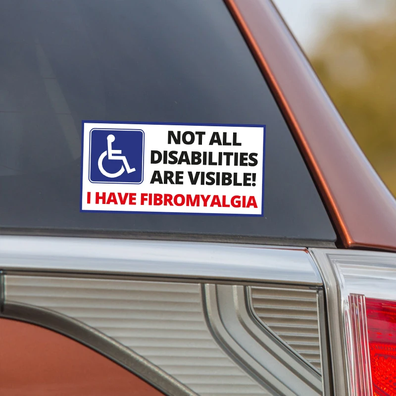 Confezione da 2 adesivi in vinile fustellati per disabilità, ideale per auto, porte, furgone, avviso per bagni, impermeabile, non si restringe. (VINILO RIFLETTIVO