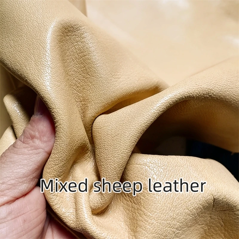 생강 혼합 양 가죽, 1mm 첫 번째 레이어 가죽 진짜 가죽 원단. 바이커 착용용 수제 DIY 가방. 전체 양가죽