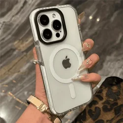 Vibrant Neon Transparent Crystal Phone Case with Magnetic Protector Cover - iPhone 16 (Clear White)