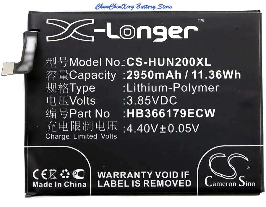 

Cameron Sino 2950mAh Battery HB366179ECW for Huawei Nova 2, Nova 2 Dual SIM, PIC-AL00, PIC-TL00