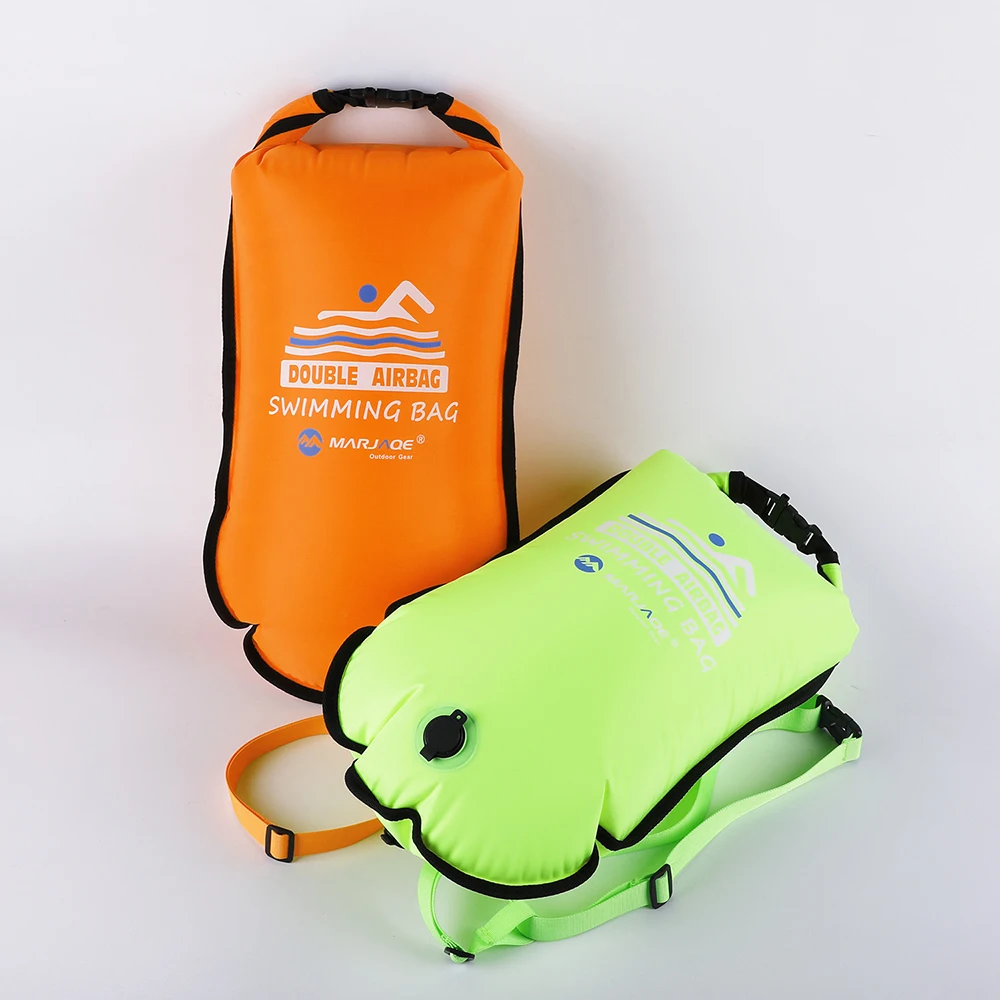 New 20L Dual Airbag Storage Swimming Float Waterproof Bag Swimming Bag Nylon PVC Fabric With Belt Swim Water Sports Safety Bag