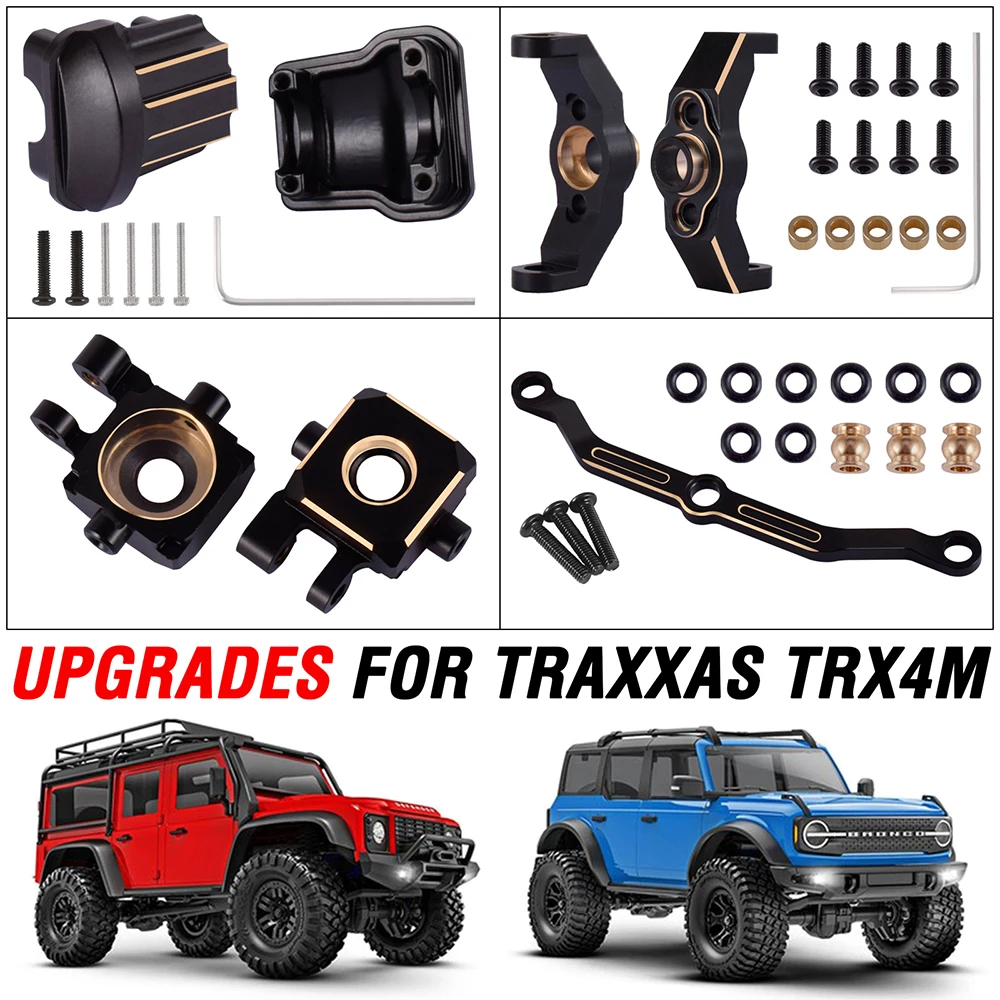 TRX4M 업그레이드 황동 스티어링 링크 너클 Alex Diff 커버 캐스터 블록 Traxxas TRX-4M 1/18 업그레이드 RC 크롤러 디펜더