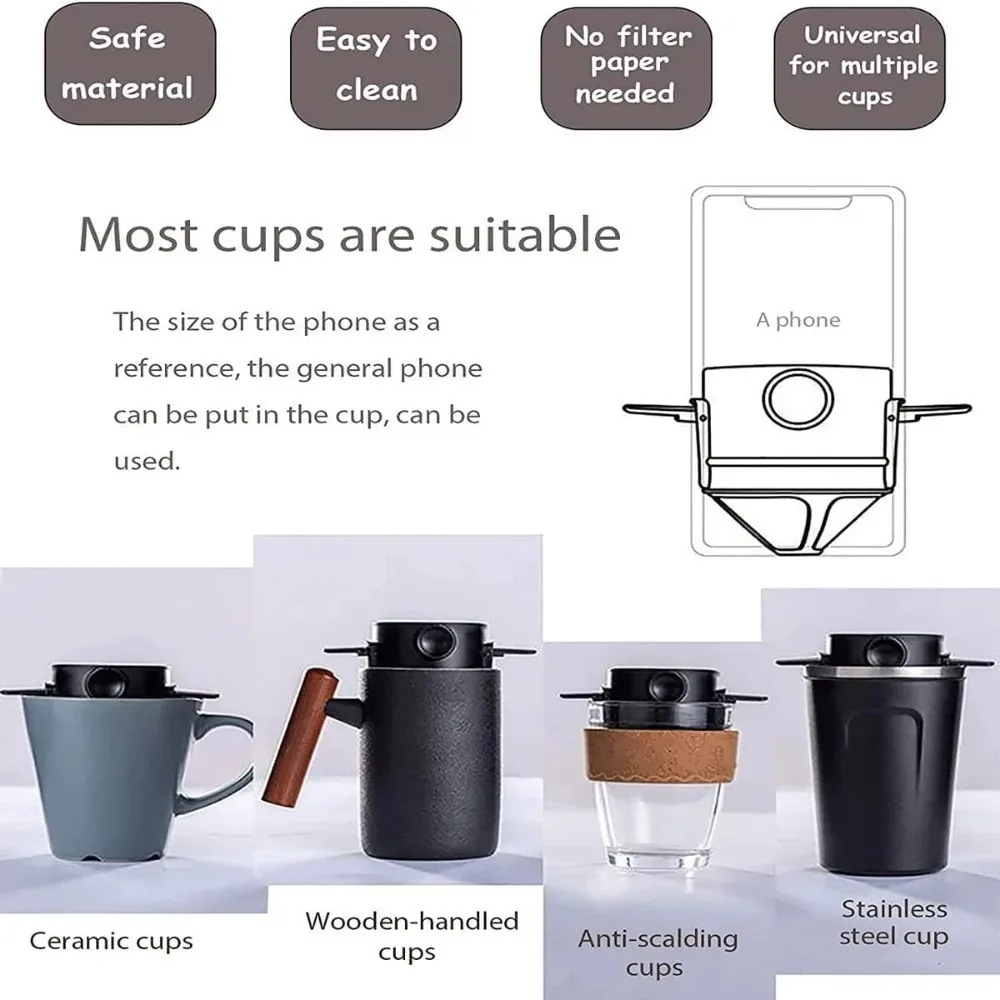 ماكينة تحضير القهوة المحمولة سعة 1-2 كوب، فلتر قهو...