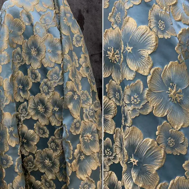 

New plum blossom three-dimensional relief fabric, gold jacquard curtain, retro soft bag bed flag, pillow clothing material