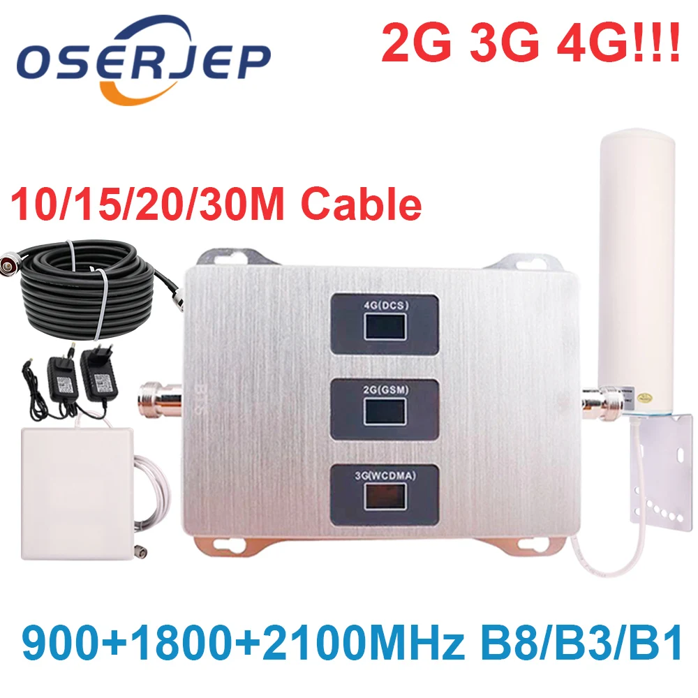 Tri Band Repeater 900 1800 2100 Cellular Amplifier Mobile Network