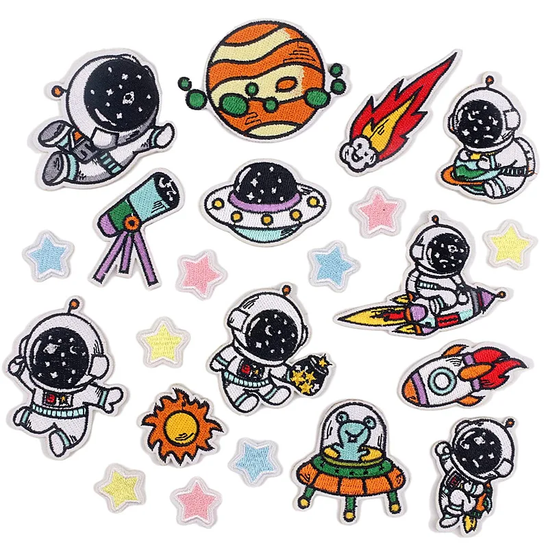 

22pcs/set Space Astronaut Iron on Embroidered Patches For on Child Clothes Hat Jeans Sticker Sew-on Ironing Patch DIY Badge
