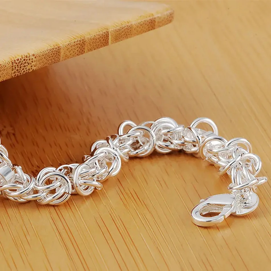 Neue Armbänder aus 925er-Sterlingsilber, Charm-Kreis, klassische Kette für Damen und Herren, Hochzeit, Party, gute Geschenke, hochwertiger Modeschmuck – Detail 6