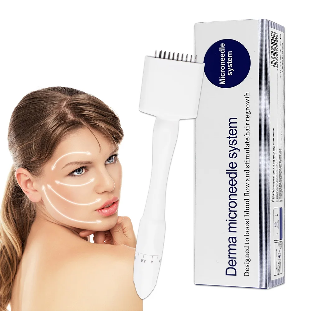 Derma Stamp Scalp Massager Adjustable Titanium Needle Infusion System 140/100 Pins Micro Needles Skin Rejuvenation Tool