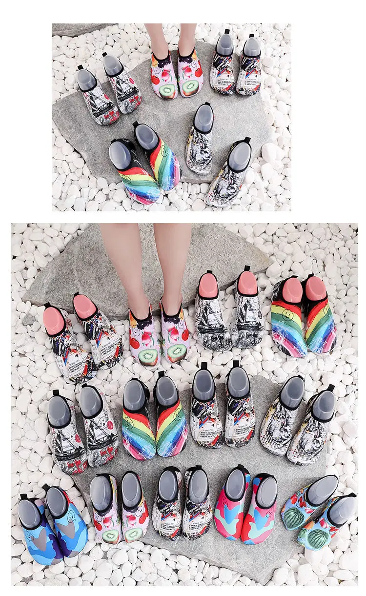 Summer Funny Face Kids Slippers Fruits Graffiti Water Beach Shoes For Children Anti Slip Barefoot Swim Boys Girls Aqua Socks child shoes girl