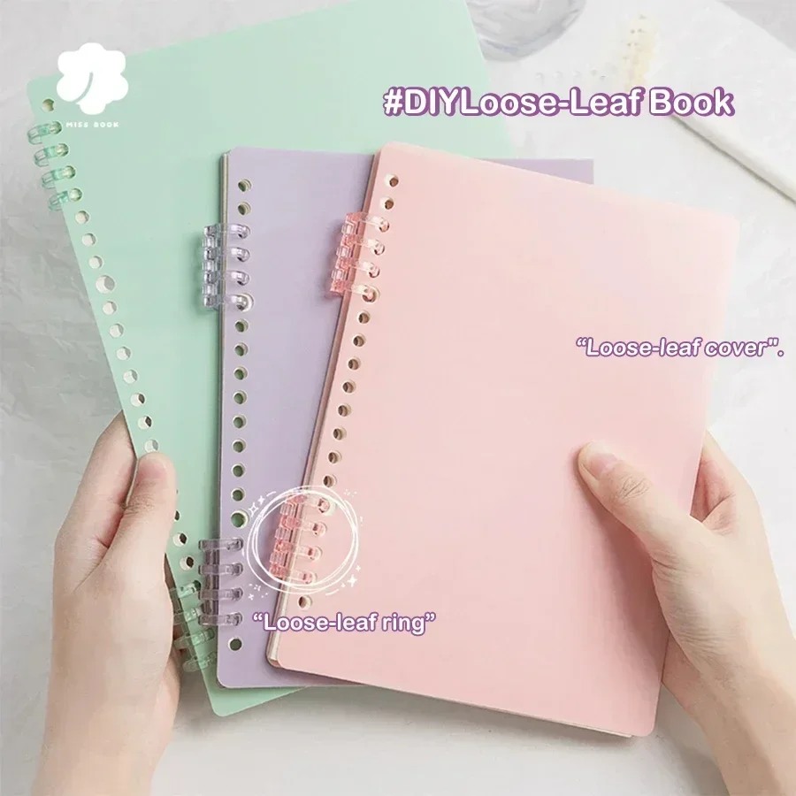 느슨한 잎 책 커버 및 링, A4 A5 B5 PP 다채로운 바인더 나선형 링, 투명 플라스틱 문구, 사무실 학교 용품