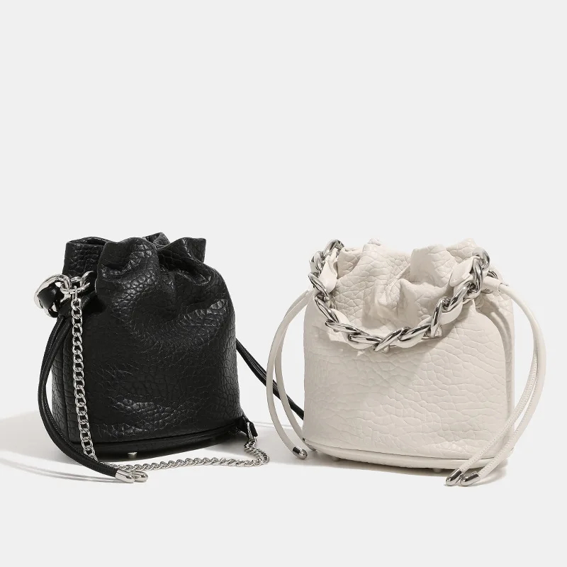 

Jenny&Dave Ins Fashion Girl Chain Bucket Bag Female 2024 Shoulder Bag Texture Lychee Pattern Commuter Casual Messenger Bag
