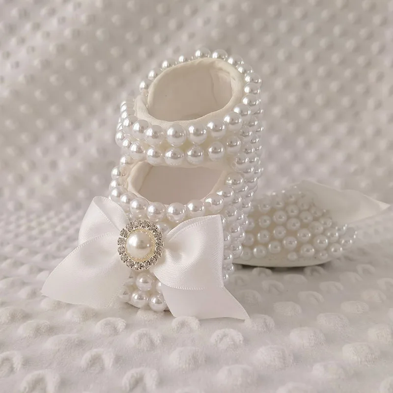 Dollbling Baby Shoes Baby Girl Shoes Wedding Party Photography First Walker Sewing Pearls 2