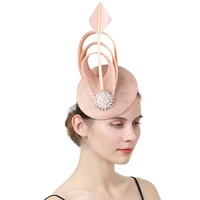 Champagne Imitation Sinamay Fascinator Hat Elegant Wedding Headwear for Women with Hairpin for Cocktail Race Day Hair Accessory
