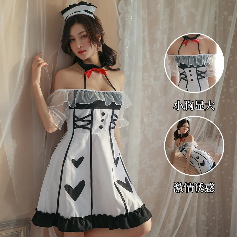 

Sexy Lingerie Sexy Temptation Hanging Neck Small Chest One-shoulder Pure Desire Girl-free Dress Uniform Temptation