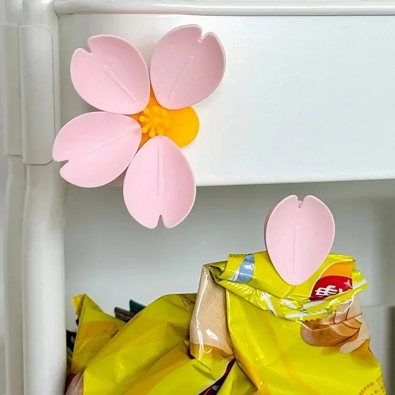 10개 꽃잎 모양의 창의적인 연꽃 모양 밀봉 클립, 자석 냉장고용 가정용 간식 이중 고정 집게, 주방용품