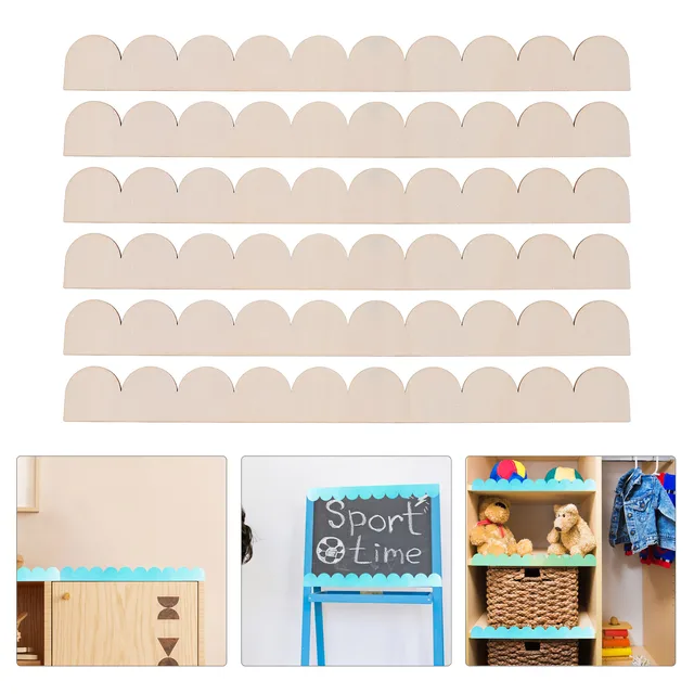 Gadpiparty 12PCS Scalloped Wooden Trim Unfinished Decorative