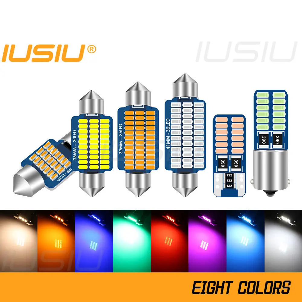 IUSIU 1x12V 24V T10 C5W гирлянда BA9S W5W Dome C10W WY5W T4W 194 28 31 36 39 41 мм железная лампа для грузовика