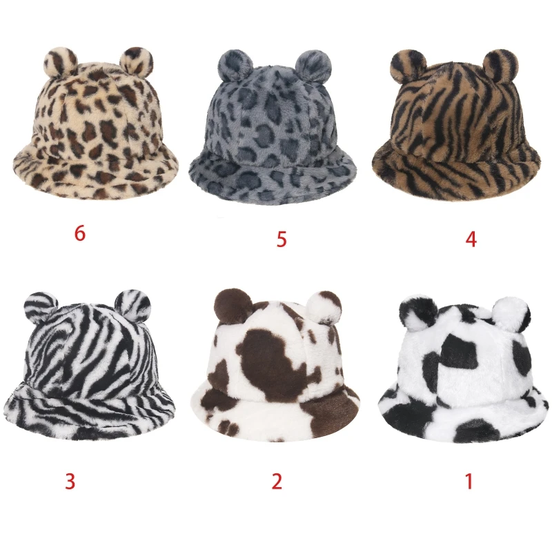 

Horoshop Women's Winter Plush Bucket Hat with Bear Ears , Fisherman Cap