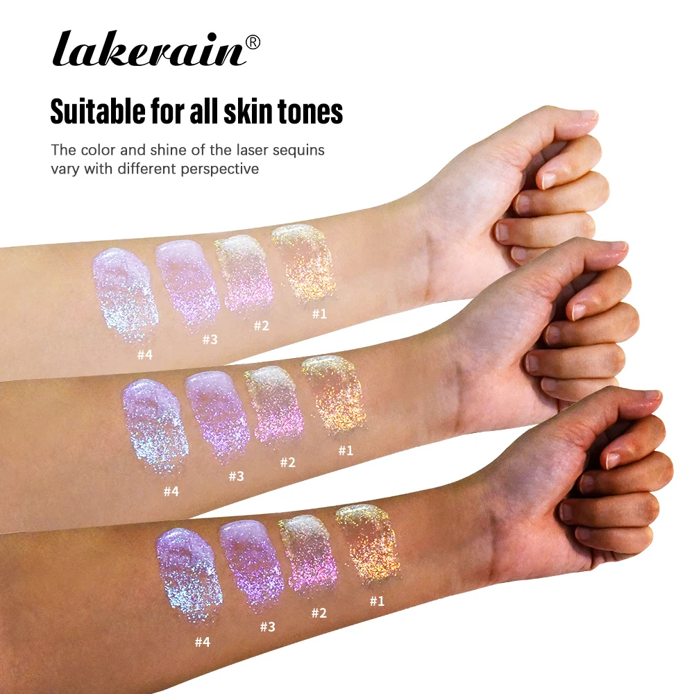 4colors Eyeshadow Glitter Gel Cream Face Hair Body Nail Glitter Gel Heart Star Moon Loose Sequins Festival Makeup Decorations 5