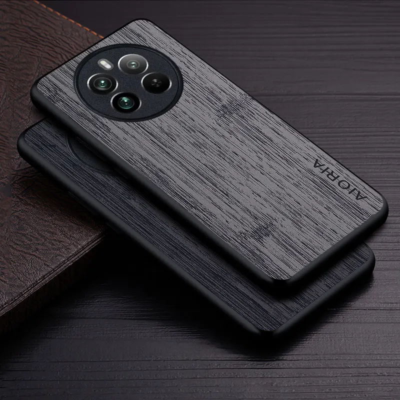 Realme 12 Pro Plus 5G 용 케이스 funda 대나무 나무 패턴 가죽 커..