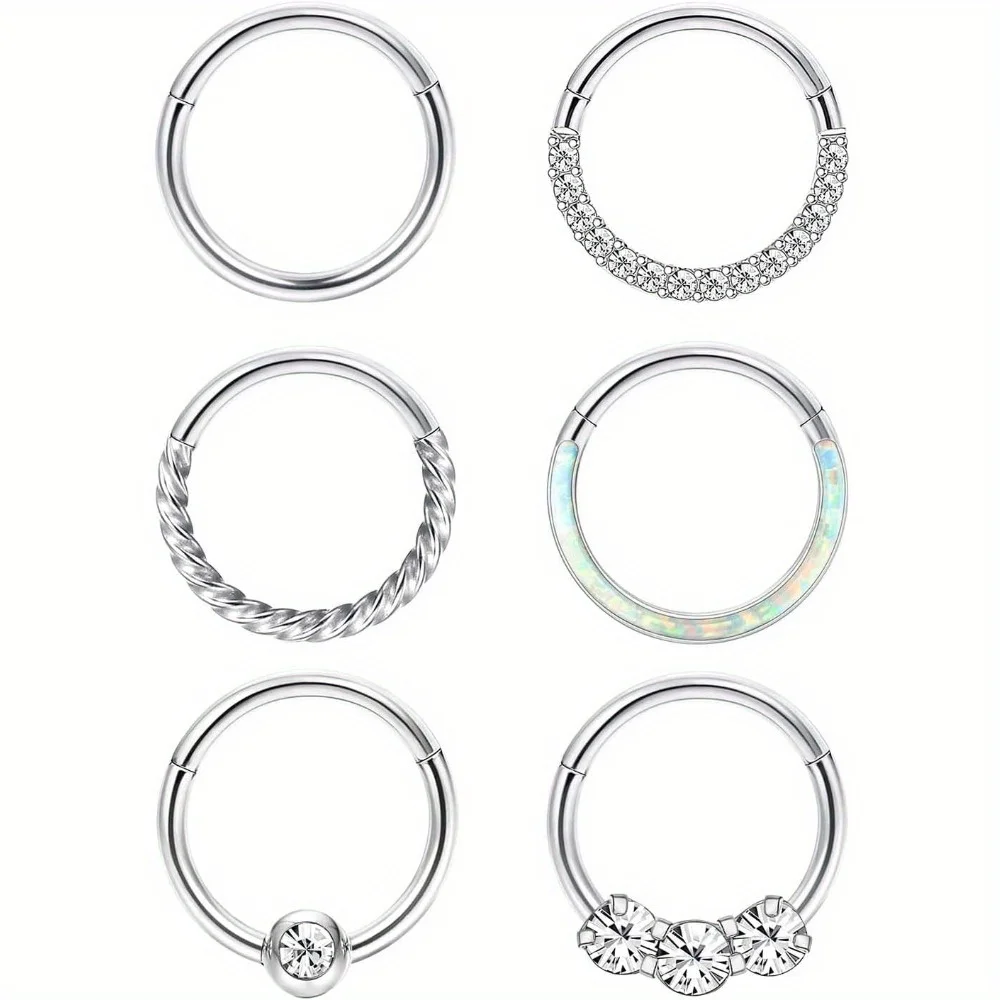 

Drperfect Surgical Steel Septum Rings Nose Rings Hoop for Women Cartilage Hoop Earring Jewelry Opal Lip Nose Piercing Jewelry