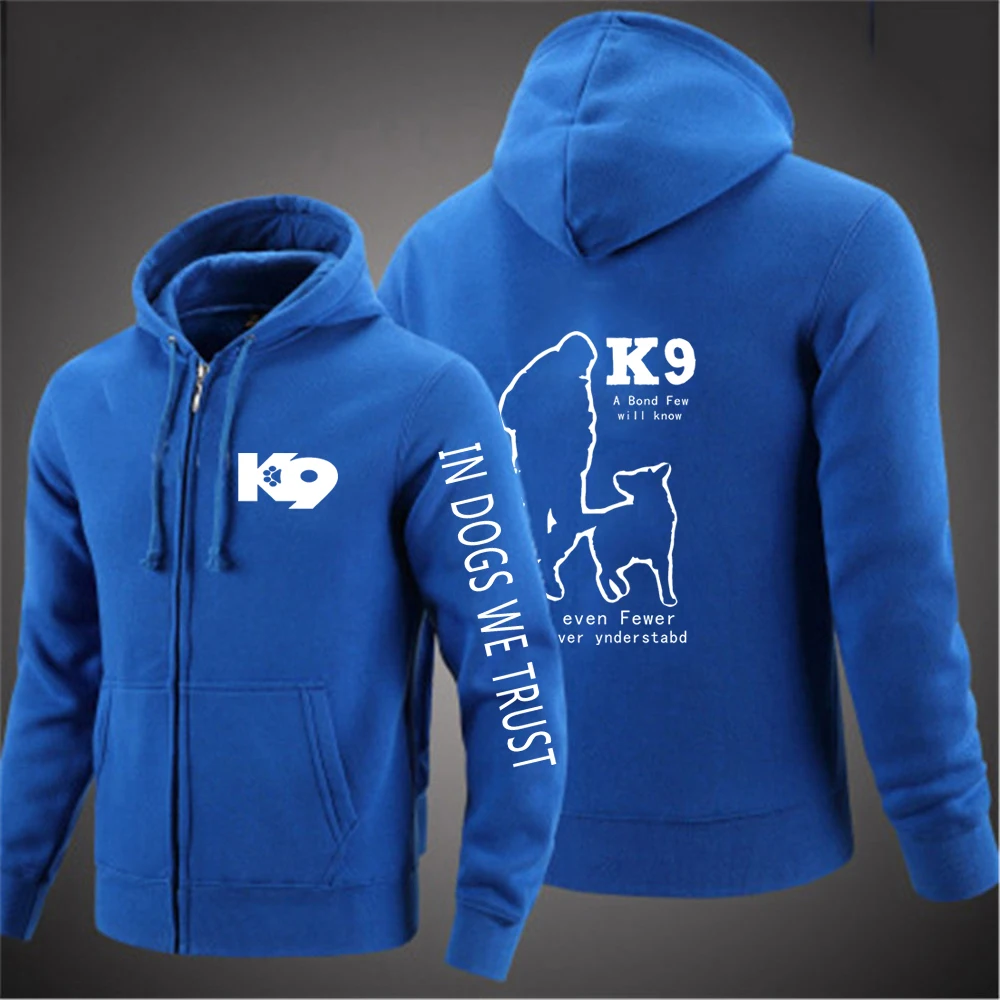 TRAINER K9 Team K9 Unit Malinois Men Spring and Autumn Fashion Print Solid Color Zipper Pullover Casual Coat Versatile Top