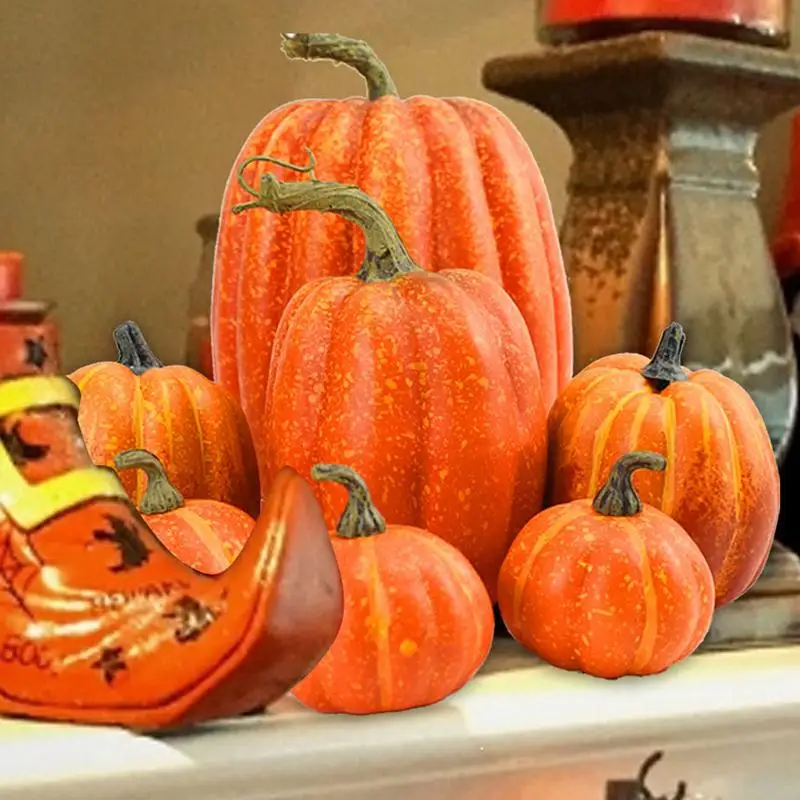 7pcs Artificial Pumpkins Fake Vegetable Model Thanksgiving Halloween party Craft Home Table Display Fall Harvest Decorations