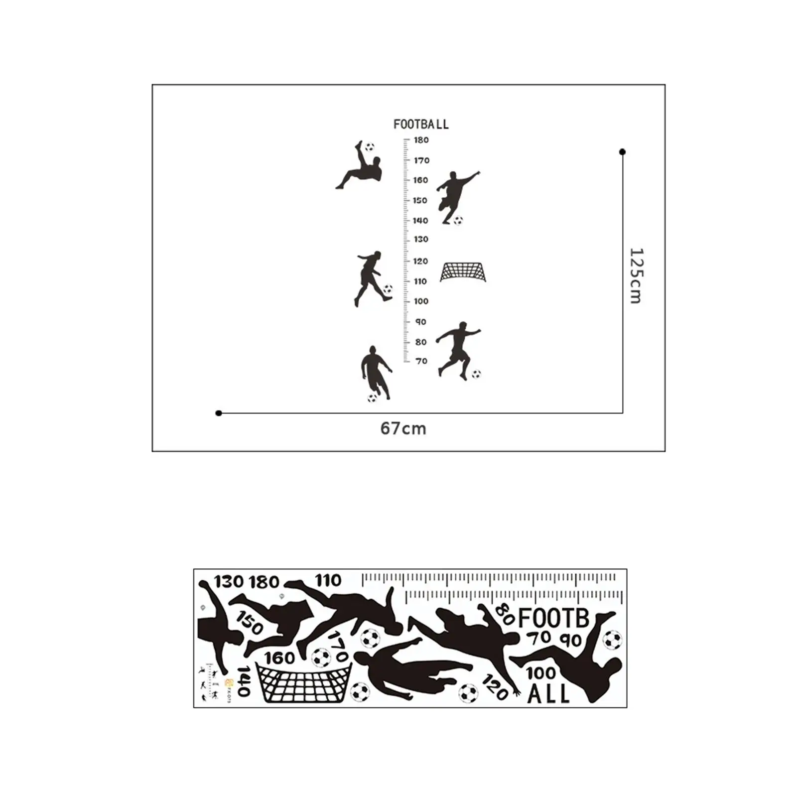 Children Height Measuring Chart Kids Growth Height Chart Wallpapers Football Sports Themed Cartoon Wall Ruler Kids Room Home Playroom Living Room Classroom