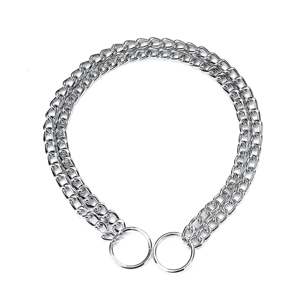 Chain Dog Training Choke Collar Adjustable Double Row Stainless Steel Chain Slip Collar Strong & Durable Dog Slip P