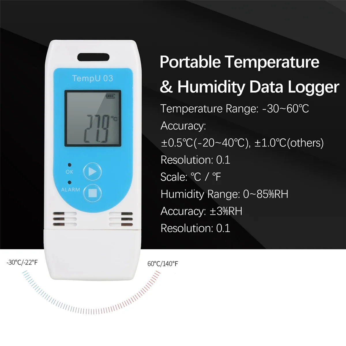 Temperature Humidity Meter TempU 03 USB Temperature Humidity Data Logger Reusable RH TEMP Datalogger Recorder Humiture Recording Meter