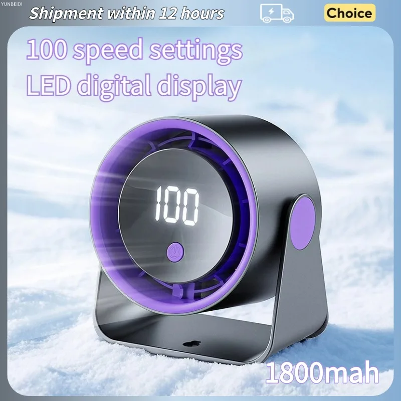 Low-noise And Silent 100-speed Adjustable LED Display, Large-capacity Mini Desktop Wall-mounted Fan 1800mah_voghion.com