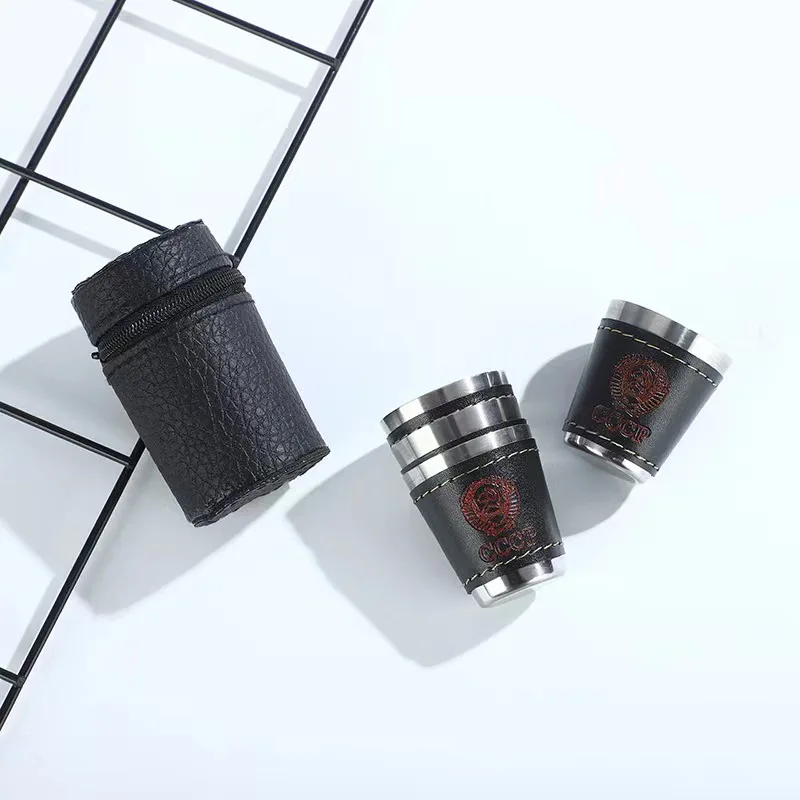 Description Picture 5 of item4Pcs 70ml Stainless Steel Shot Glasses with Leather Case Espresso Shot Cups Barware Drinking Vessel Camping Home Restaurant Mug