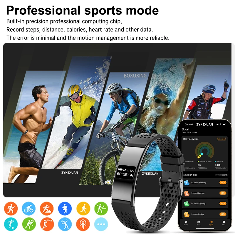 2026 새로운 남성 피트니스 스마트 팔찌 스포츠 트래커 IPX8 방수 심박수 스마트 밴드 보수계 스마트 워치 iOS 안드로이드용
