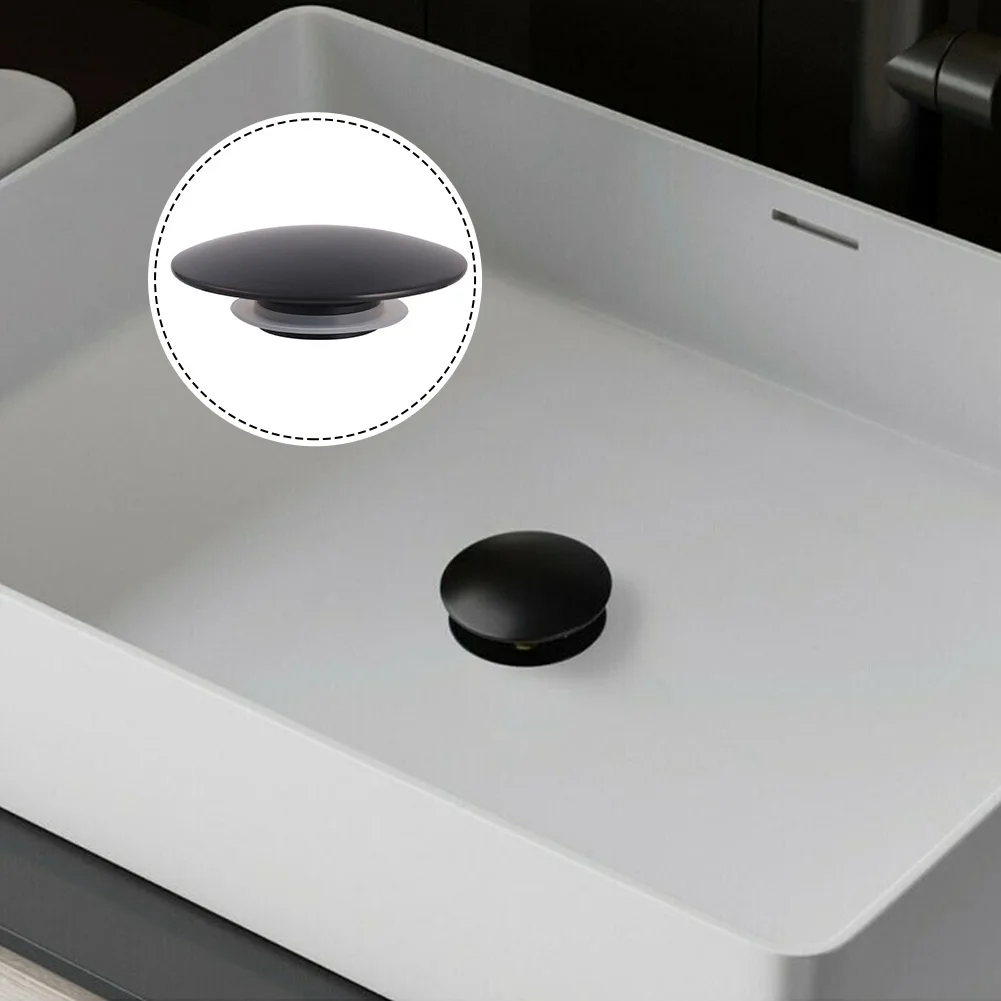 

Basin Waste Pop Up Bathroom Sink Plug Push Button Click Clack 66mm Brass Matte Black M8 For Basins Bathtubs Kitchen Accessories