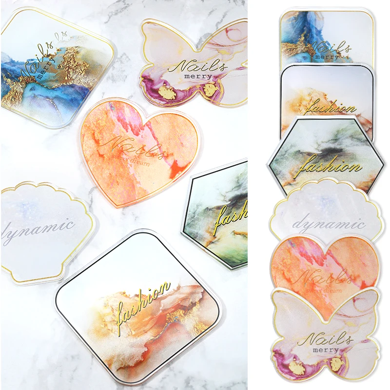Nail Art Acrylic Palette Display Board Gel Nail Painting Color Mixing Palette Display Shelf Art Tool Heart Butterfly Shape