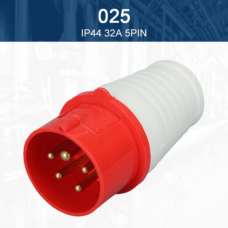 IP44 5 Pin 32A Multifunctional Waterproof Industrial Plug