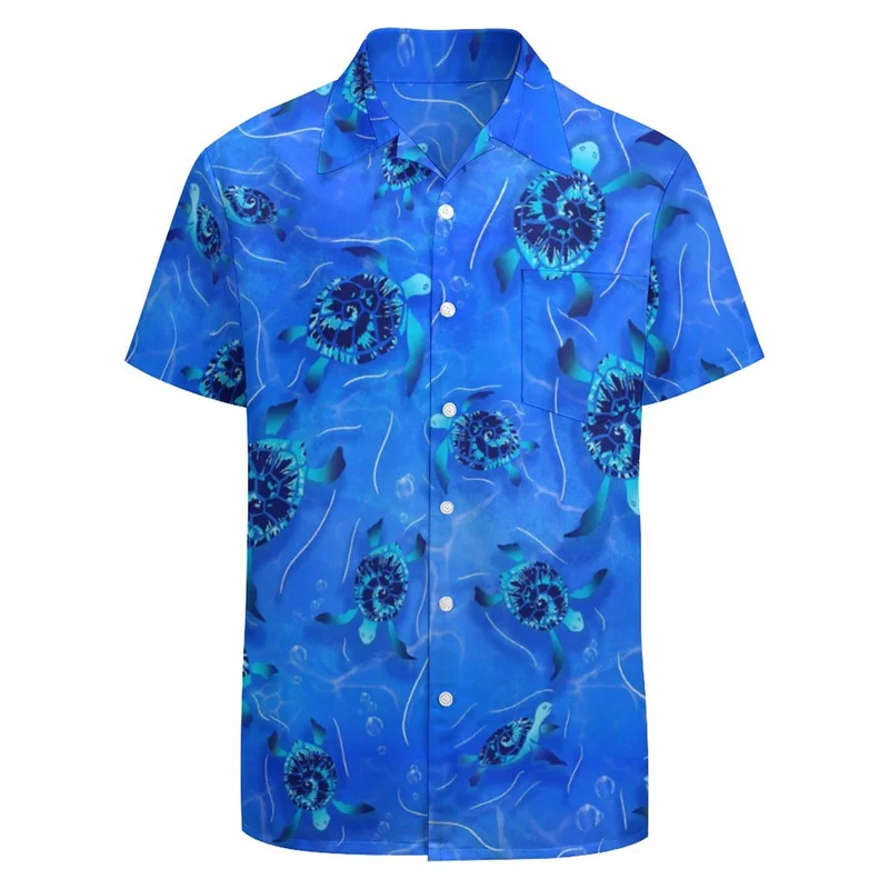 Camisas con gráficos florales y tortugas divertidas para hombres, ropa con estampado 3D, camisa hawaiana, camisetas Y2K de manga corta, ropa Kawaii, blusa con solapa