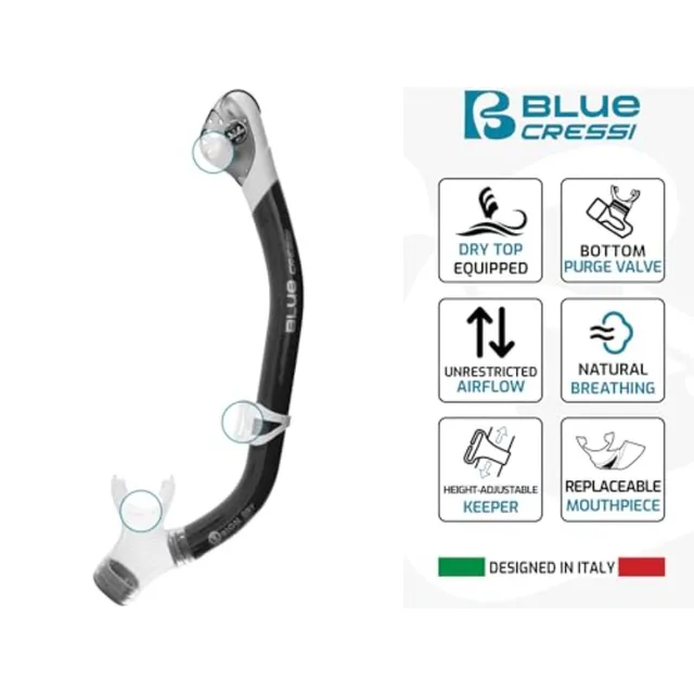 Adult Snorkel Set Mask, Dry Snorkel, Adjustable Fins - Light for Travel - Ocean Set: Designed in Italy